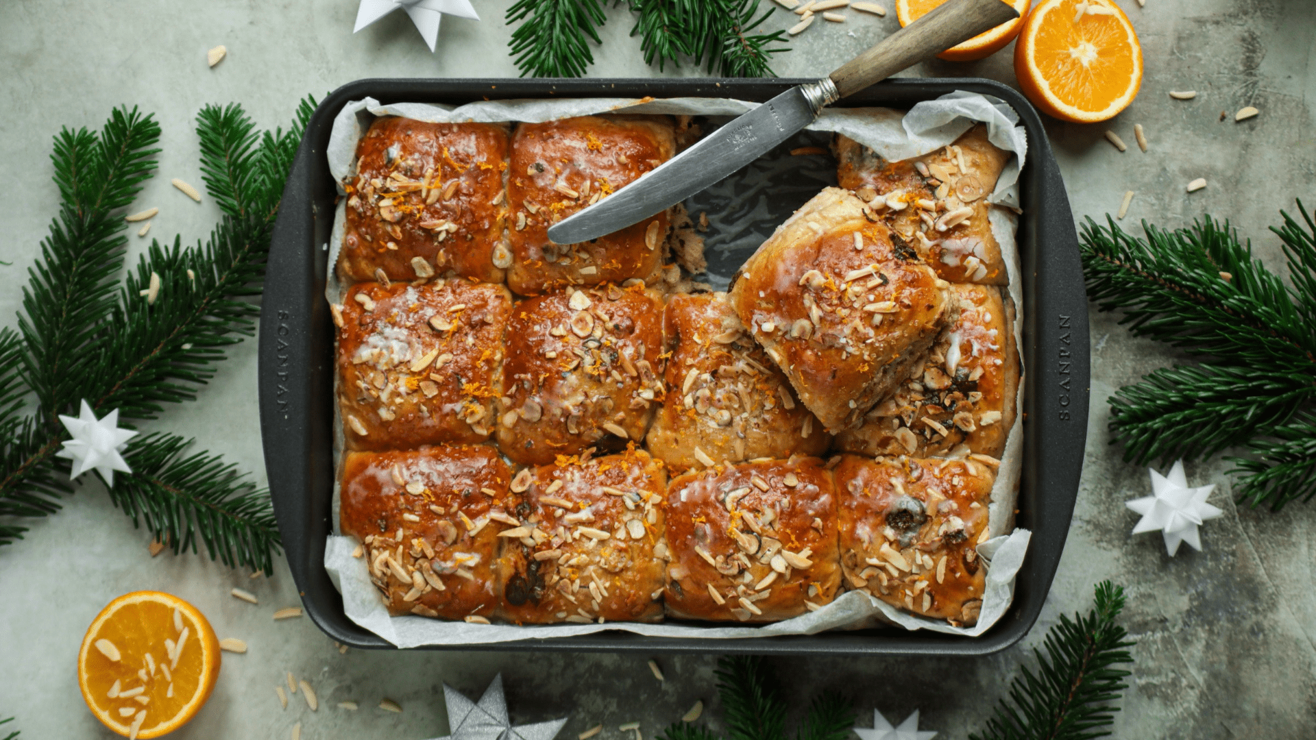 Juleboller med appelsin og chokolade
